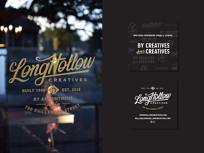 Long Hollow Creatives Door Graphics and Business Cards branding business cards handdrawn handlettering sign