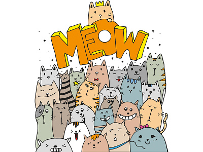 Cute cats animals beautiful cats cool cute design doodle doodleart drawing fantastic illustration kitty love meow nature