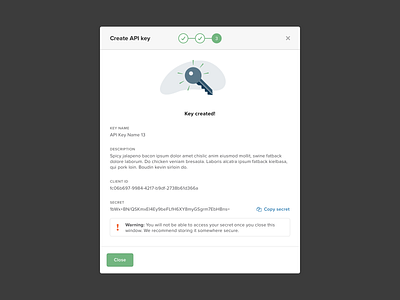 API Key Creation api design illustration modal window multistep saas saas app ui ux wizard