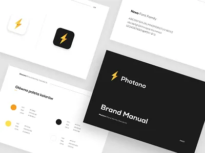 Photono Brand Manual artwork brand book brand design brand identity brand manual brandbook branding branding design brandmanual colors dark design icon logo logo design logodesign mobile app logo thunder typography ui