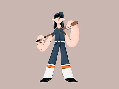 Baseball girl flat design art baseball character characterdesign digital painting digital2d flat illustration flatdesign illustration procreate art