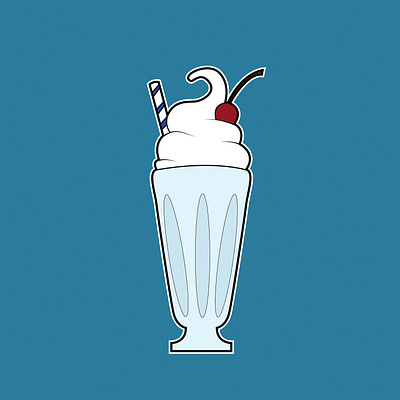 Milkshake 1950s 50s cherry diner food food and drink fountain drink glass icecream illustration milkshake minimal retro rockabilly soda shop straw sweets vector vintage whipped cream