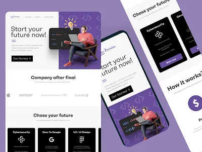 DevXSchool.com - school of learning IT Landing page Website branding design graphic design logo typography ui ux