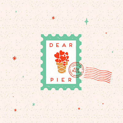 Dear Pier... badge branding design glitter ice cream icon illustration logo love mark stamp stars typography valentines