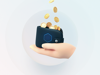 Wallet ⬢ 3d c4d coin gold illustration money payments ui8 wallet