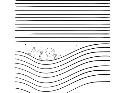 Cute Cat and Dog animals awesome blackandwhite cat cool cute design design art dog doggy doodle doodleart drawing fantastic hiding illustration kitty lines love nice