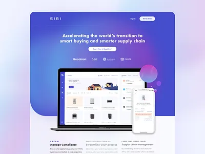 Sibi - Landing Page blur homepage landing landing page landing page design landing page ui marketing homepage property property management proptech purple gradient ui uiux user experience userinterface website design website designer
