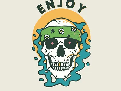 Enjoy your live badge design badgedesign hand drawn illustration lettering skull tattoo art tattoo design traditional tattoo tshirt tshirt design vintage