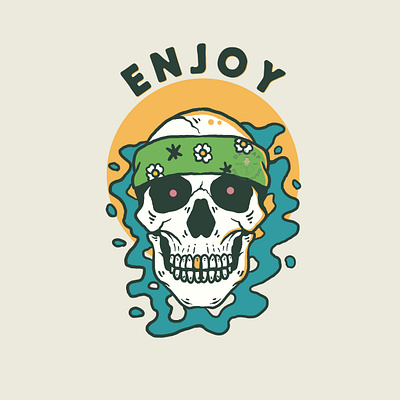 Enjoy your live badge design badgedesign hand drawn illustration lettering skull tattoo art tattoo design traditional tattoo tshirt tshirt design vintage