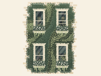 Townhouse Vines digitalart digitalartist flowers green illustration plants procreate procreateapp townhouse urban vines windows