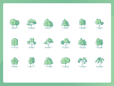 Plant Icon design green light and shadow line tree ui