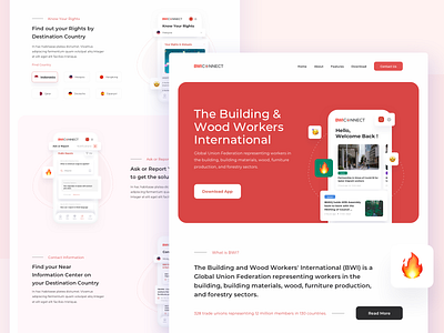 BWIConnect Landing Page app landing page bwi clean cool dashboard design development event app event website international landingpage news app news website red ui ux webdesign website wokers