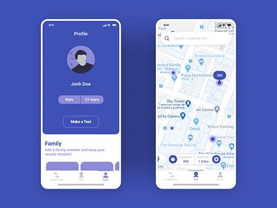 COVID-19 App Profile | Map app coronavirus covid covid19 flat health health app ios map medical minimal mobile profile ui ux