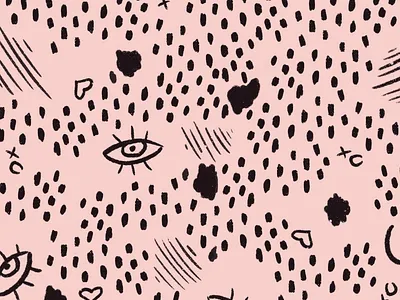 Hand drawn patterns drawn feminine heart mark making organic pattern pink polka dot polkadot procreate scribble xo