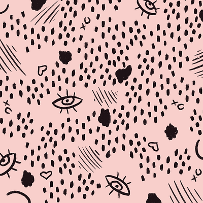 Hand drawn patterns drawn feminine heart mark making organic pattern pink polka dot polkadot procreate scribble xo