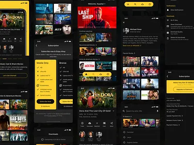Ahoy - Movie Streaming App Screens clean ui concept dark mode dark theme design movie app ui ui design user experience design user inteface ux