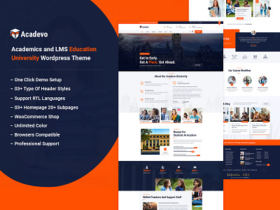 Acadevo business ecommerce education theme educational online study responsive responsive design university wordpress theme