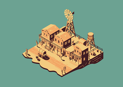Wild West 2d art 3d art cityscape design flat houses illustration isometric illustration isometry vector wild west