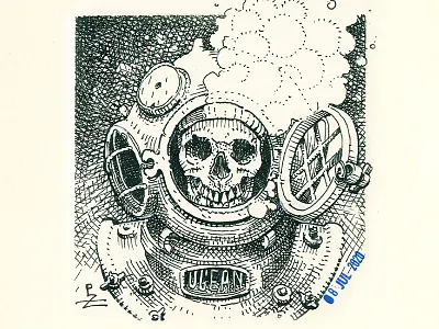 Diver black and white character crosshatching deep sea diver engraving etching gin label graphicdesign gravure ink packaging illustration vodka label whiskey label woodcut