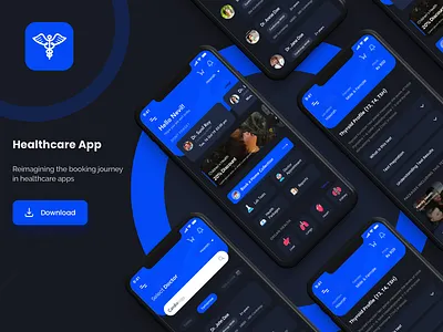 Health app app blue dark mode dark theme dark ui design health health app healthcare healthcare app mobile ui ux visual design