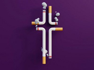 Smoking 3d bad habits blender c4d cigarette clean cloud clouds concept cross crucifix cycles filter flat illustration render rendering simple smoke smoking