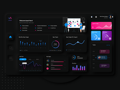 Analytics Dashboard analytics analytics app analytics dashboard app blue charts dark app dark mode dark theme dark ui dashboad dashboard design dashboard ui design graphs neumorphic design neumorphism ui ux visual design