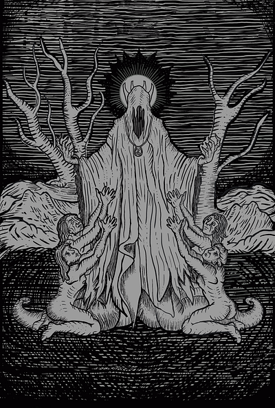 Mendel - All Hail The Yellow King Artwork custom medieval artwork dark ages artwork dark art demonic fantasy art commission hand drawn medieval art hastur historical illustration illustration medieval art medieval manuscript style music mythical creature art renaissance inspired art single cover the king in yellow the yellow king worship