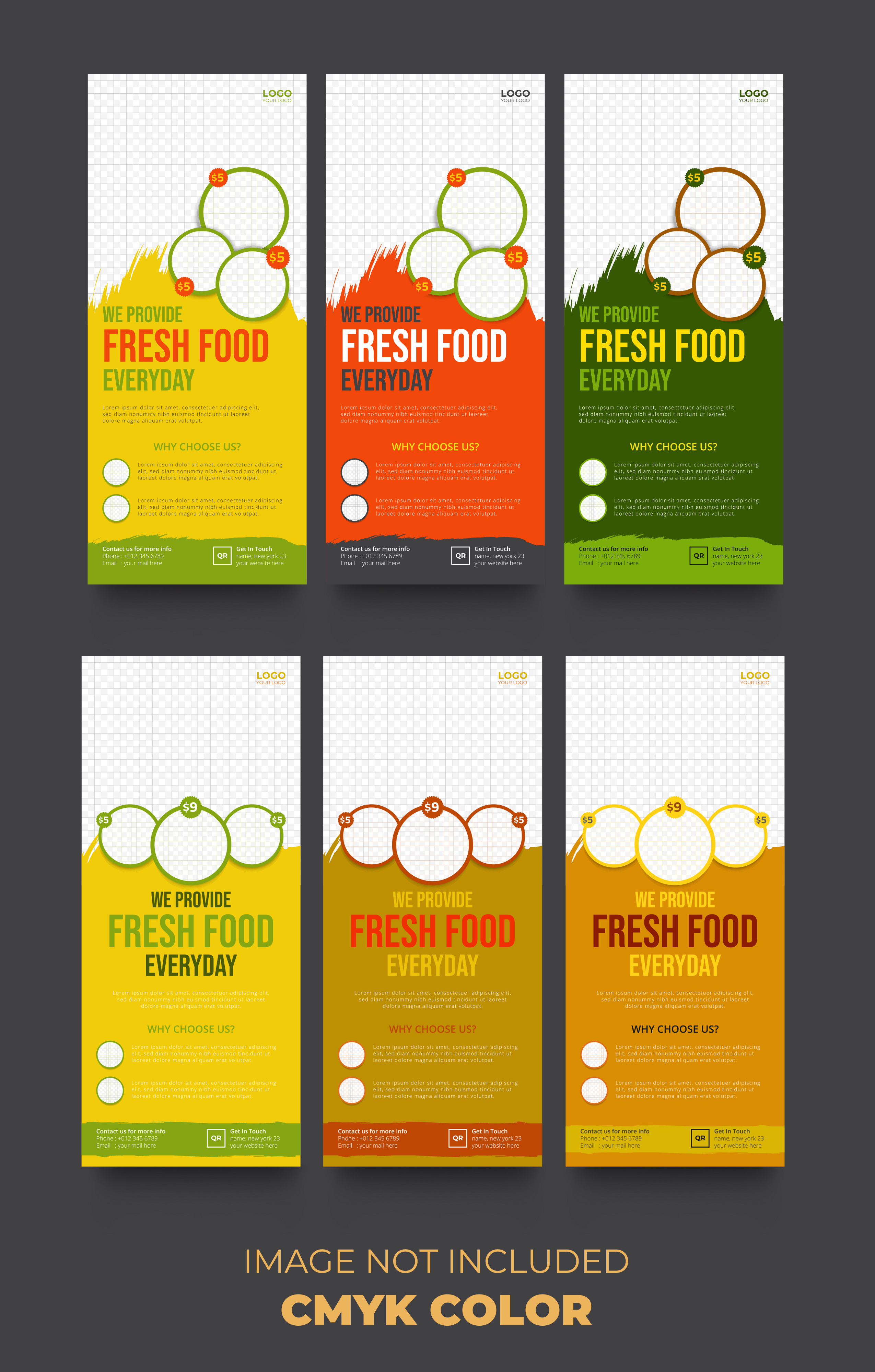 Fast food rollup banner design marketing template