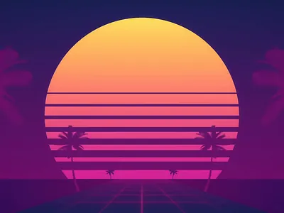 Ocean Drive | Motion Graphics animation graphic design illustration loop looping motion graphics retro seamless synthwave vector