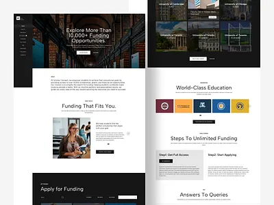 Scholar Connect - Full Landing Page abroad study clean design education figma landing page minimal scholarship student ui university ux uxui web web header website white