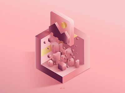 Tresorit is a tiny encryption factory binary binary code design encryption factory free illustrator ilustration image isometric isometric art isometric design isometric icons isometric illustration logo perspective pink tresorit ux volume