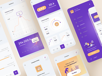 Social Media App clean creative design mehmet özsoy mobile social social media social media management statistics stats ui uidesign ux uxdesign web design webdesign yellow