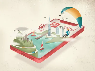 Mobile Banking 2 batumi birds clouds georgia illustration mobile banking nature sea seashore summer vacation