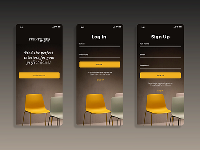 Interior Based App about adobe adobe xd app art clean ui design e commerce furniture app interior log in luxurious minimalist mobile onboarding sign in sign up user experience user inteface user interface