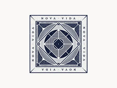 Nova Vida badge branding geometric graphic design identity illustration insignia linework logo new life nova vida pattern seal upcycling vector