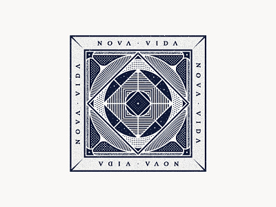 Nova Vida badge branding geometric graphic design identity illustration insignia linework logo new life nova vida pattern seal upcycling vector