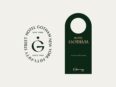 Luxury Hotel Brand Identity V2 - Door hanger & badge designs badge design badge logo branding custom type g logo green hospitality hotel lockup logo logo designer logomark luxury luxury hotel typography