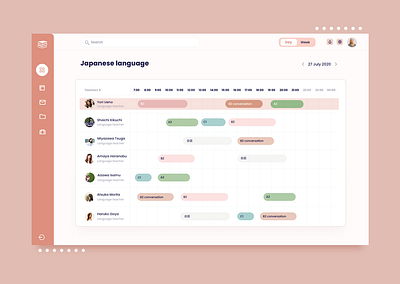 Language lessons manager dashboard design learning schedule teachers ui uiux ux