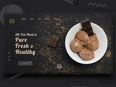 Ice Cream Company Concept UI adobe black branding business clean concept design digital digitaldesign dribble graphic icecream logo ui uiux webdesign xd