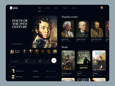 Country Books book books clean concept dailyui dark dark mode design flat menu popular profile search ui user inteface ux ux design uxdesign web website