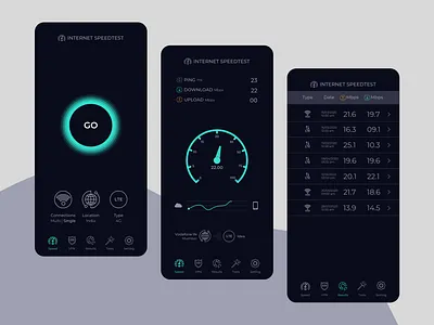 Internet Speed Test App UI Design app concept app design app design ui ux app ui app ui design internet speed mobile app mobile app design speed test speed test app speedometer ui design