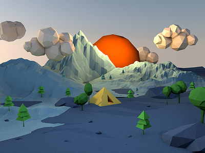 Sunrise c4d lowpoly