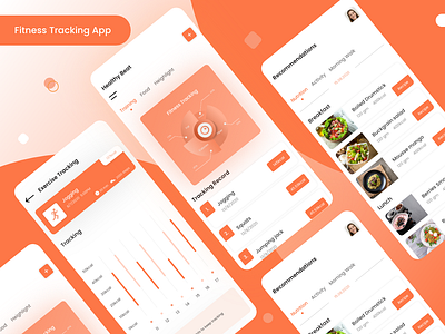 Fitness Tracking App app fitness app fitness tracker graphics design health app health care illustrator design mobile app mobile app design photoshop design sketchapp ui design ux design xd design