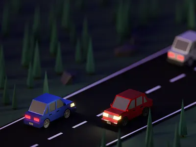 Nighttime Drive 3d blender car drive night