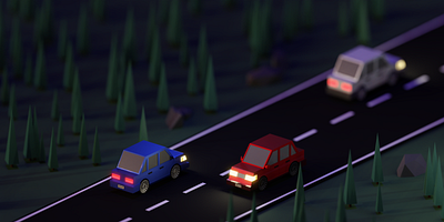 Nighttime Drive 3d blender car drive night