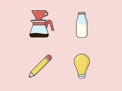 Coffee Ideas coffee hario illustrator lightbulb milk pastel stationary v60