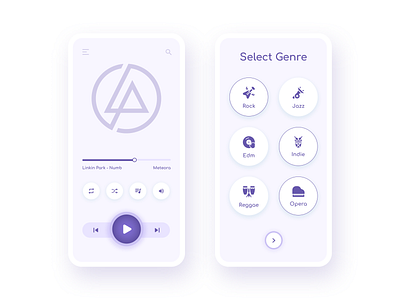 Music Player - Personlization blue clean clean interface cleanui genre minimal modern music music app music art music player personalize player purple rock soft spotify typography