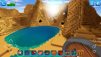 Hidden Oasis in Desert in RealmCraft Free Minecraft StyleGame build craft free minecraft game art game design games landscape minecraft building nature pixel art realmcraft