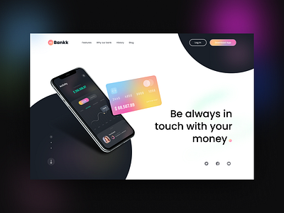 Landing Page header for Banking App app application banking bankingapp behance branding clean ui company concept design gradient header landing landing page design ui uidesign ux webdesign white