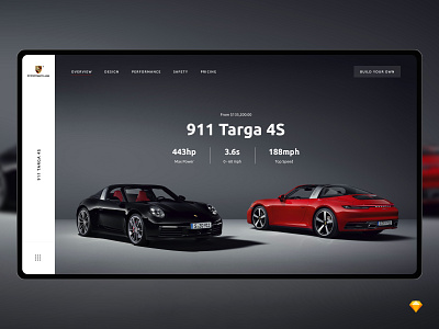 *Freebie* Porsche Redesign black clean flat free freebie luxury minimal modern simple ui ux white